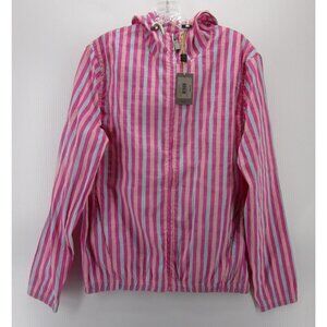 Canali Jacket Small Hoodie Seersucker Striped Packable Italy $625 NEW